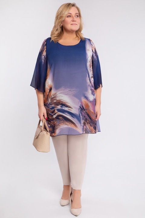 Tunica din sifon cu model albastru