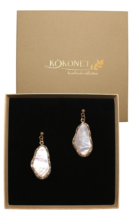 Cercei aurii tip stift neregulati masa de perla perle de nunta, cercei aurii perla atarnatori usori in cutie pentru cadou handmade unici