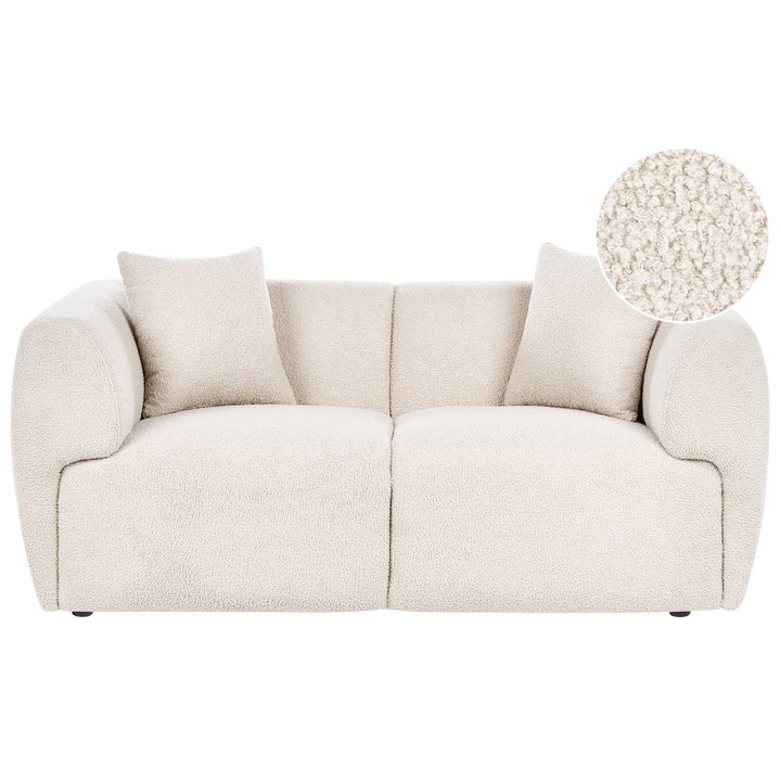 Canapea cu 2 locuri Beliani, Bej, Boucle, 170x87cm, include 2 perne decorative