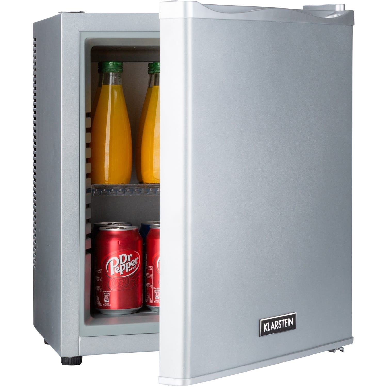 Klarstein, Happy Hour 23, Minibar, 23 L, 5 - 15 °C, Clasa Energetica G, Silentios, 23 Db, Lumina Led, Argintiu
