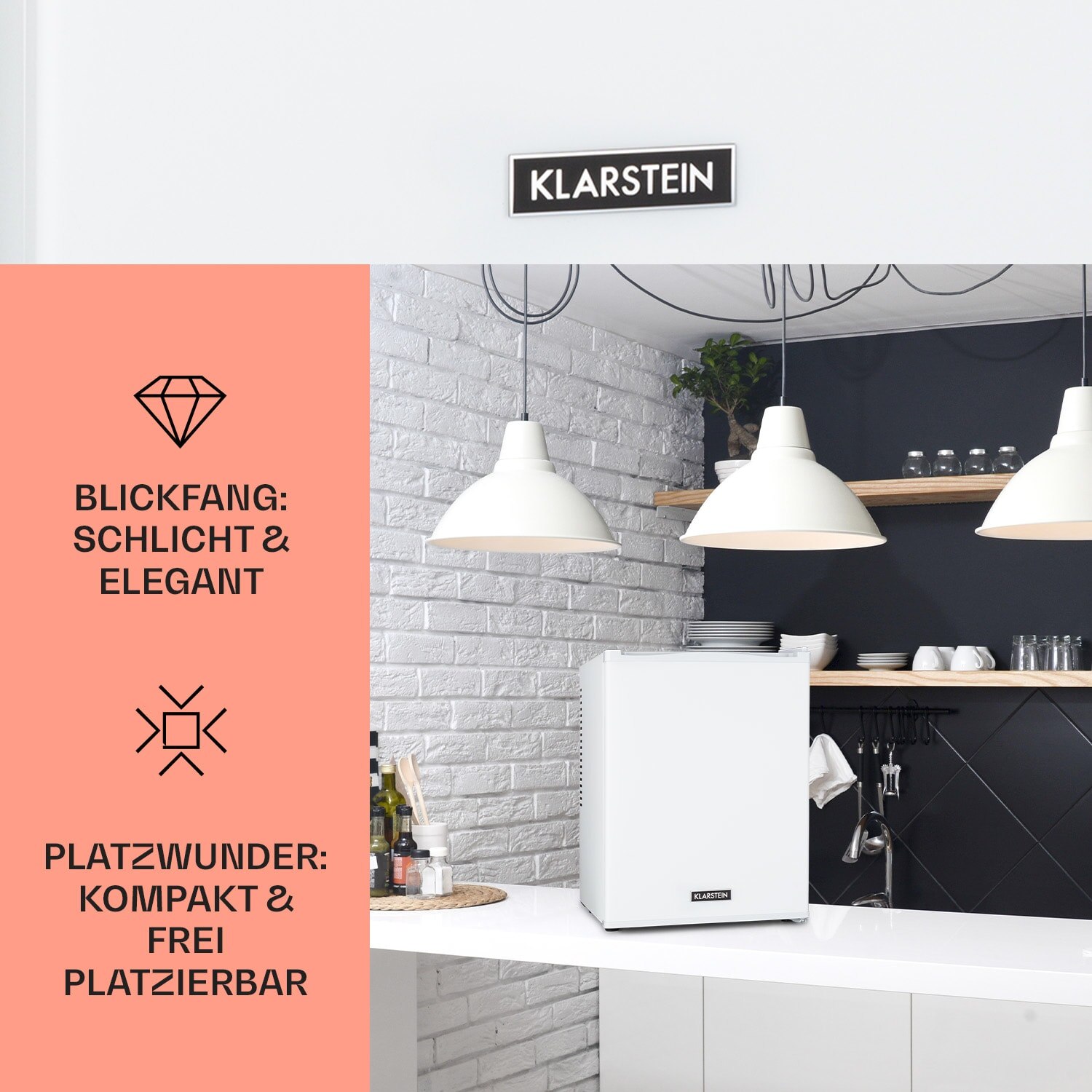Klarstein, Happy Hour 33, Minibar, 33 L, 5 - 15 °C, Clasa Energetica G, Silentios, 25 Db, Lumina Led, Alb