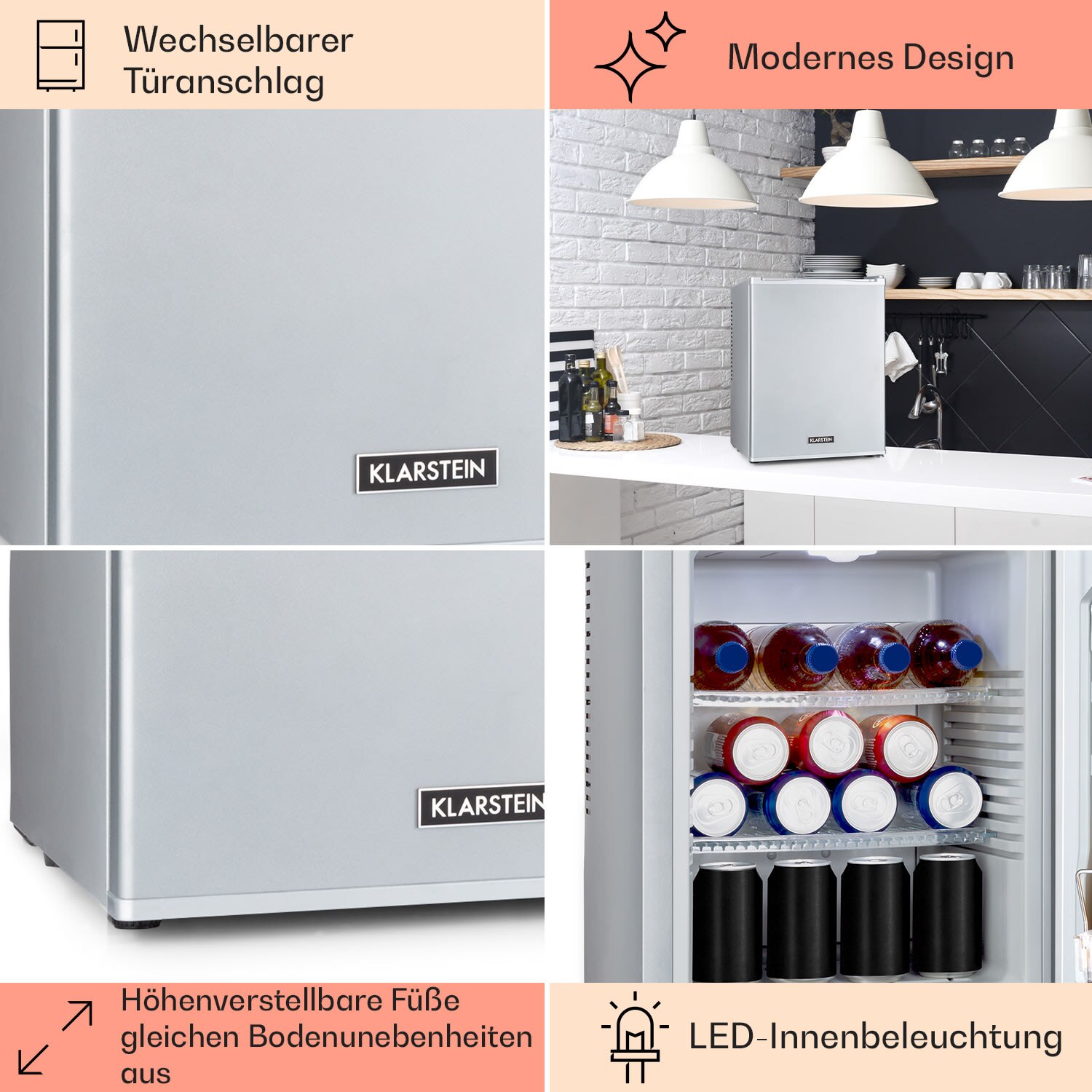 Minibar Klarstein Happy Hour 33 L, silentios, clasa energetica G, alb, 40x54x43cm