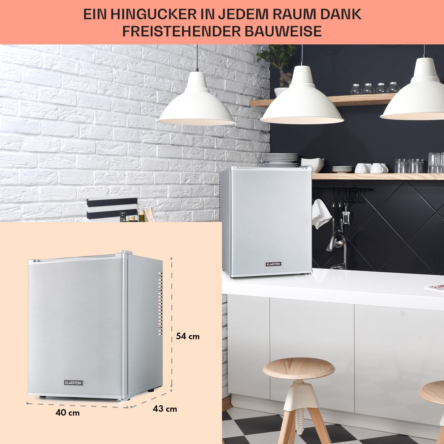 Minibar Klarstein Happy Hour 33 L, silentios, clasa energetica G, alb, 40x54x43cm