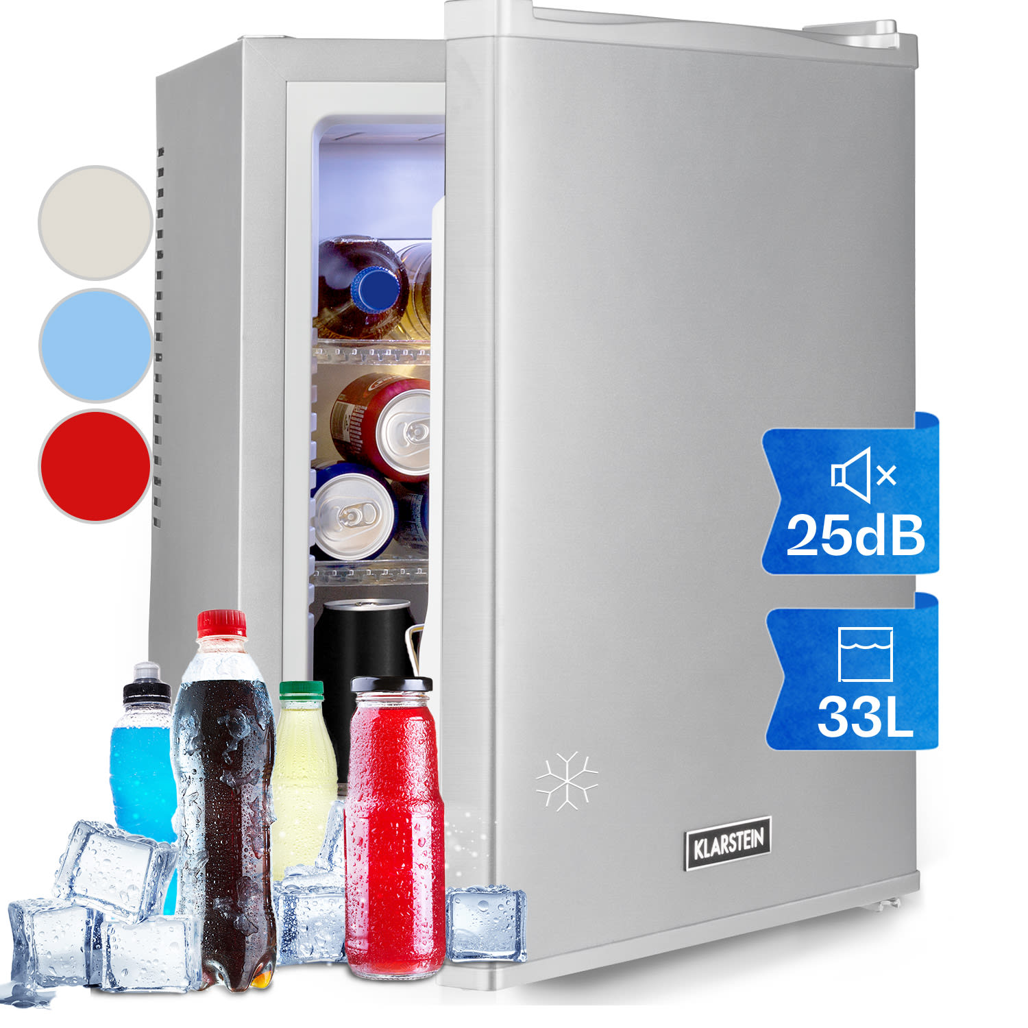 Minibar Klarstein Happy Hour 33 L, silentios, clasa energetica G, alb, 40x54x43cm