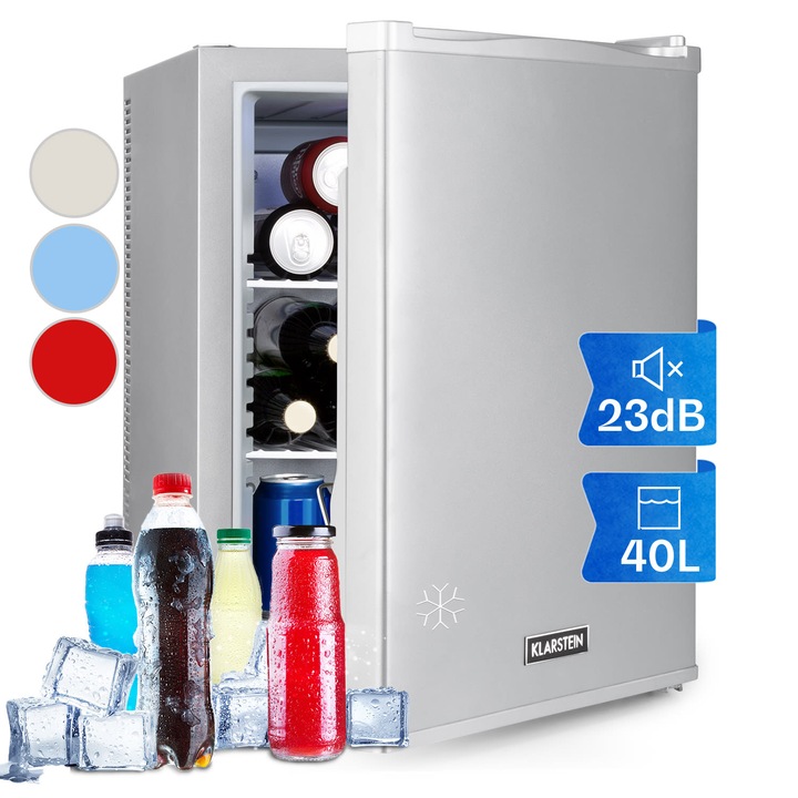 Klarstein, Happy Hour 40, Mini Bar, 40L, 5-15°C, Silentios, 23Db, Led-Lumina, Alb