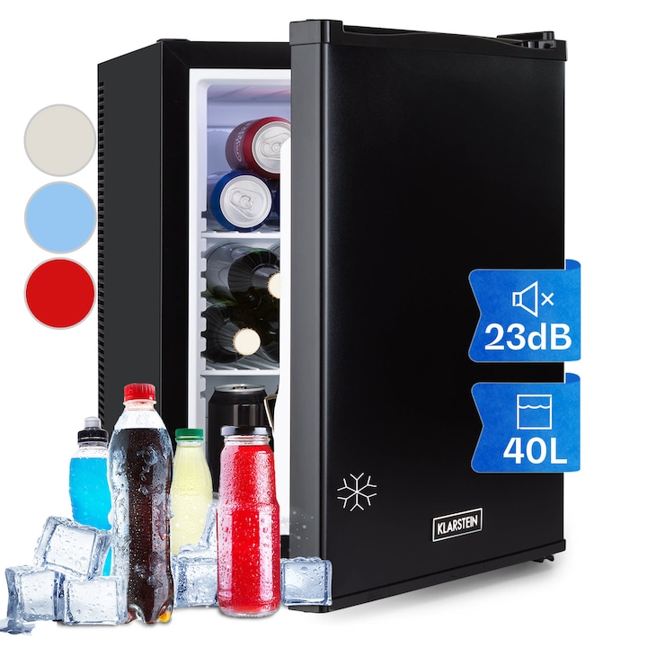 Klarstein, Happy Hour 40, Mini Bar, 40L, 5-15°C, Silentios, 23Db, Led-Lumina, Alb