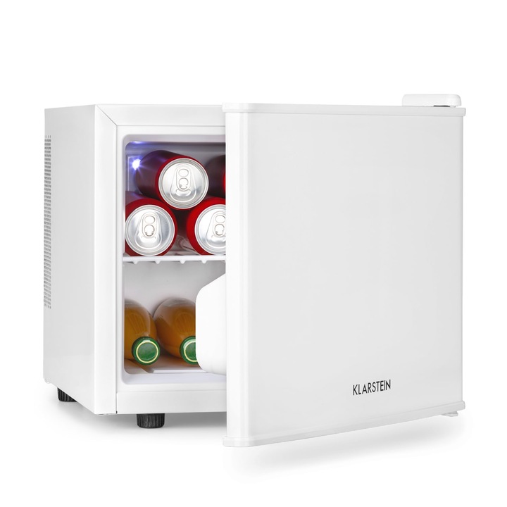 Frigider pentru bauturi Klarstein Geheimversteck, 17 litri, iluminare LED, clasa energetica G, Alb, 36 cm inaltime