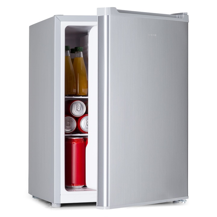 Mini frigider cu congelator Klarstein Fargo, 67 litri, congelator 4 l, clasa energetica E, Argintiu, 64 cm inaltime