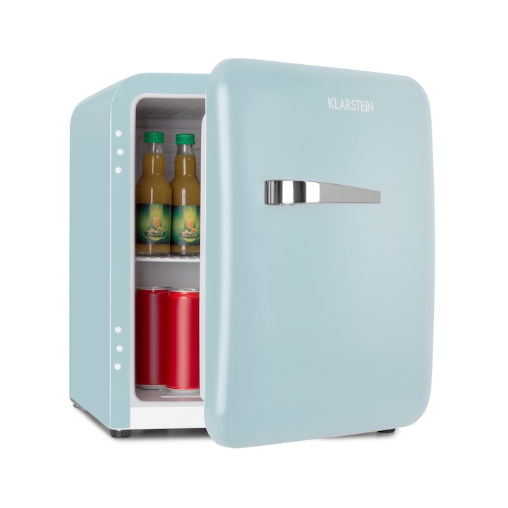 Frigider retro, Klarstein, Audrey Mini, 48L, 2 niveluri, clasa F, 44x50x49,8cm
