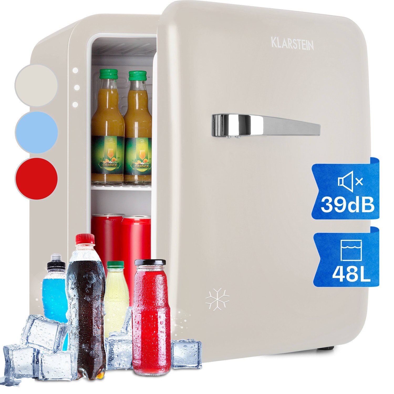 Klarstein, Audrey Mini, Frigider Retro, 48 L, 2 Nivele, Energie. Clasa F