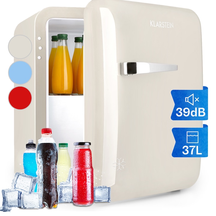 Klarstein, Audrey Mini, Frigider Retro Clasa E, Compartiment De Congelare, Led