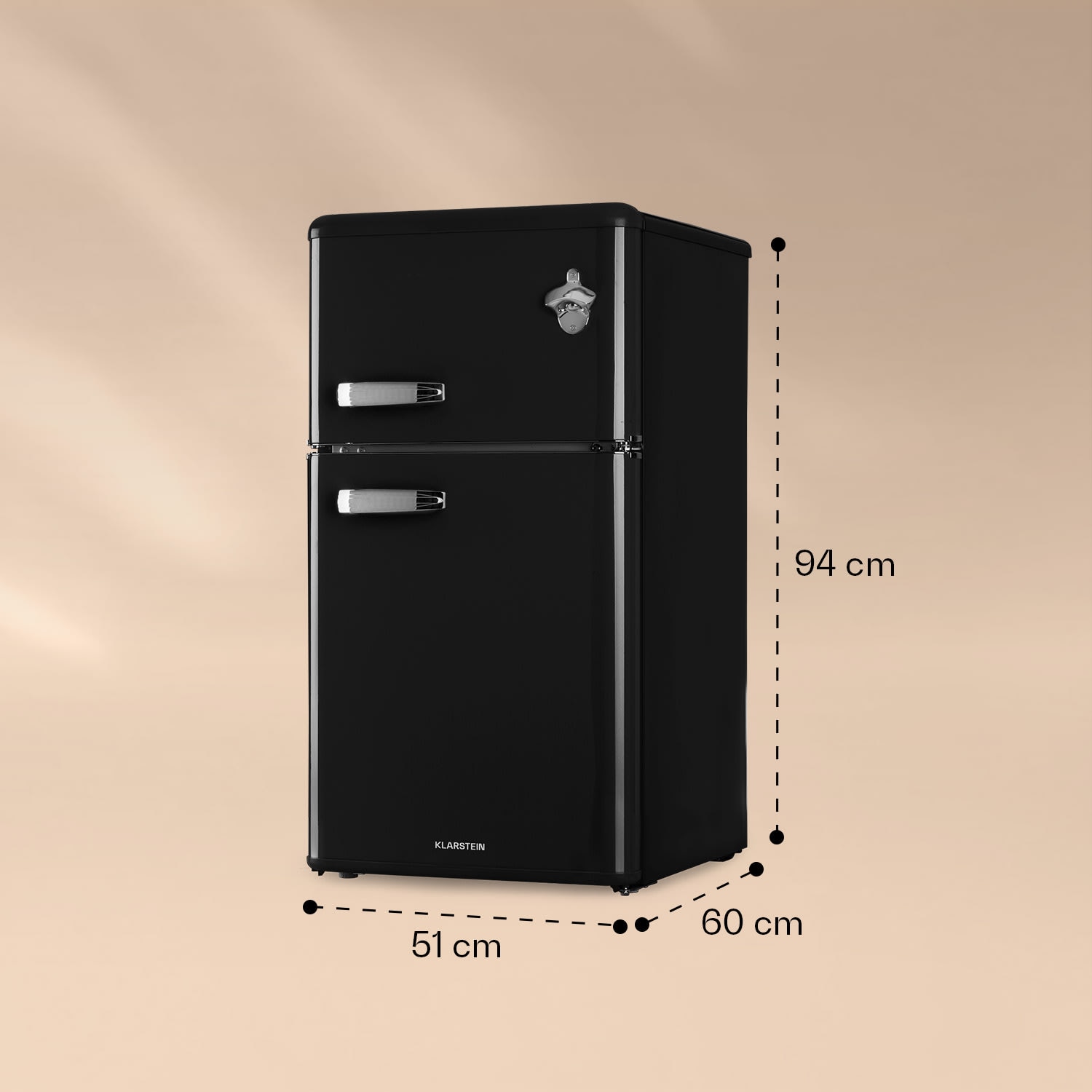 Klarstein, Irene, Frigider-Congelator, 61 L Frigider, 25 L Congelator, Negru
