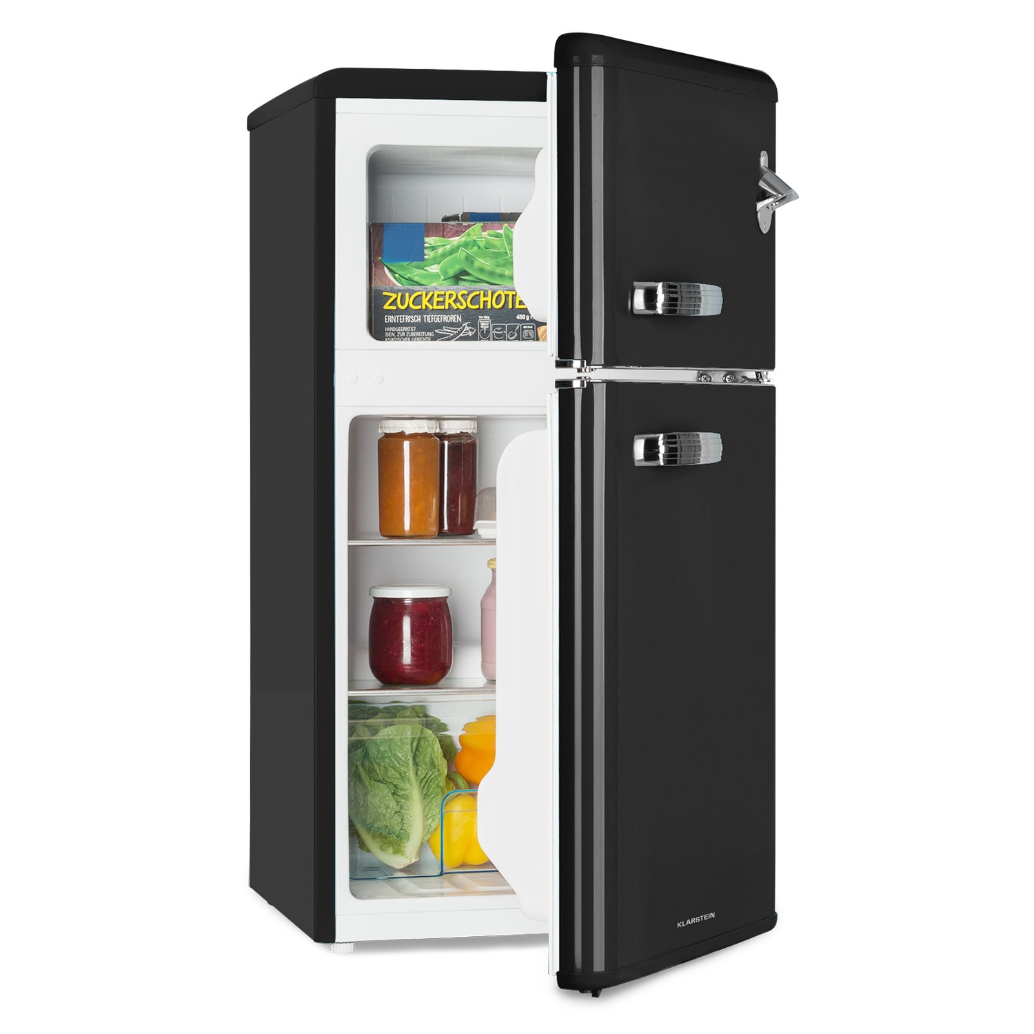 Klarstein, Irene, Frigider-Congelator, 61 L Frigider, 25 L Congelator, Negru