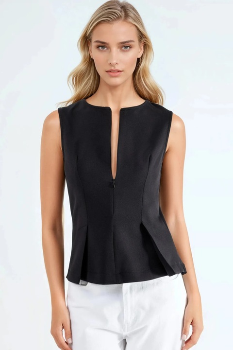 Maiou dama, HiCCUP, slim fit, negru, poliester/elastan
