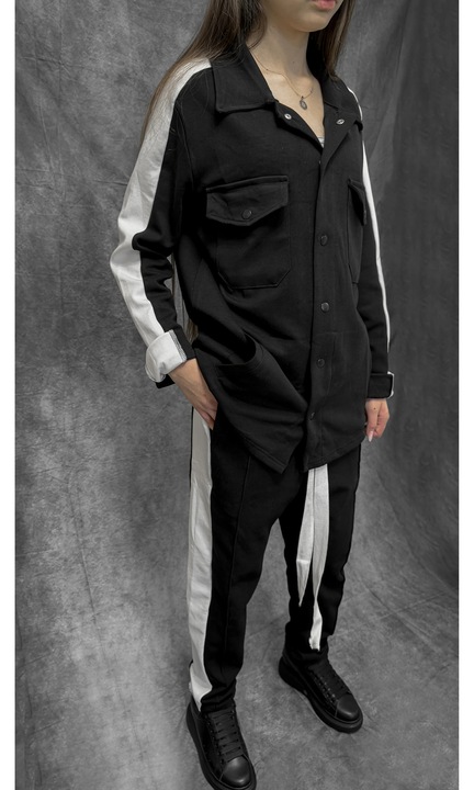 Set Unisex Sport Negru – Camasa si Pantaloni Casual, Negru