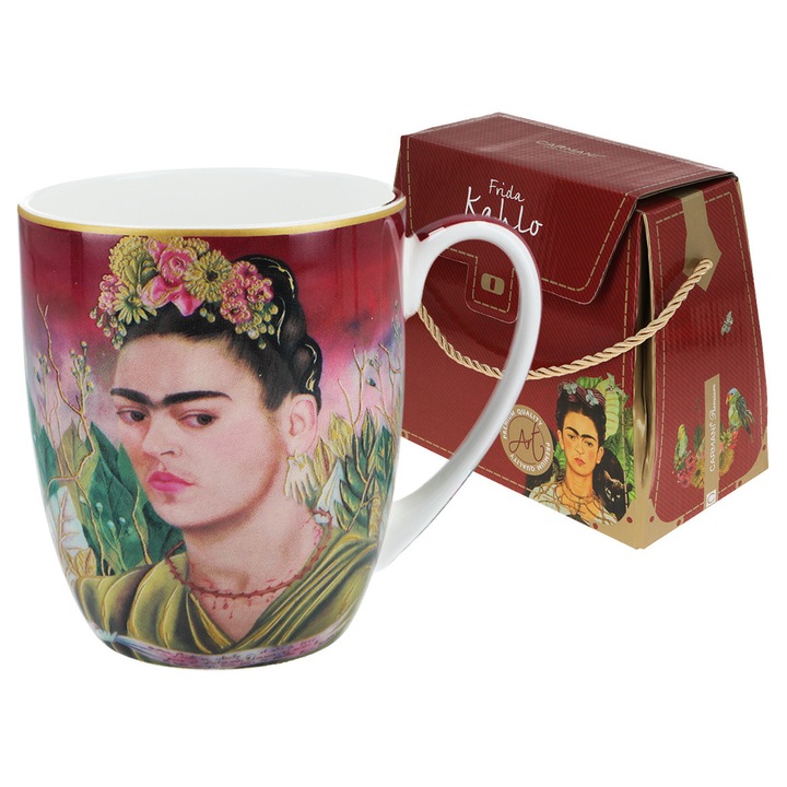 Cana din portelan Frida Kahlo, portret, multicolor, 400ml