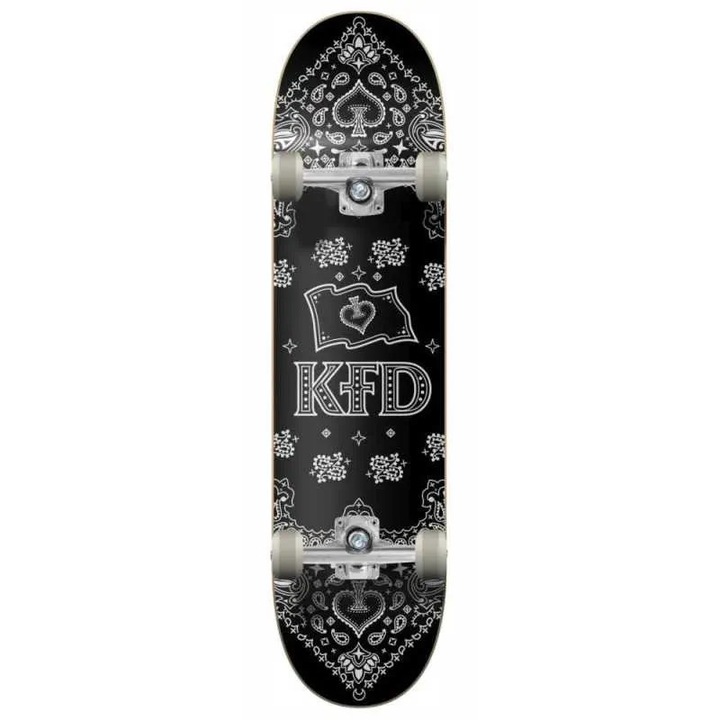 Skateboard KFD, 7.75", 7 straturi, roti 53mm, 99A, negru