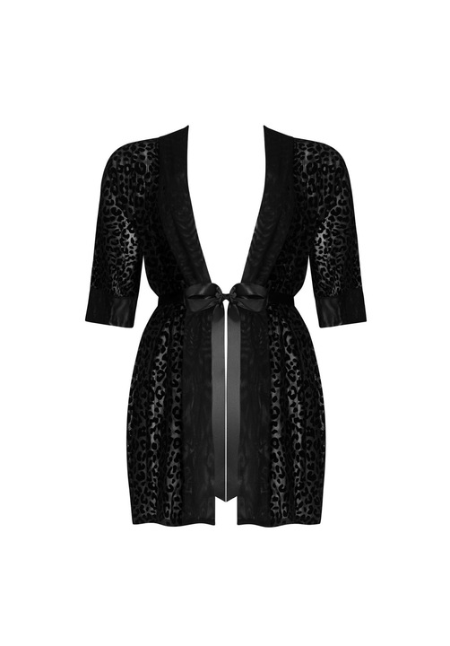 Halat dama, negru, animal print, 4XL-5XL INTL