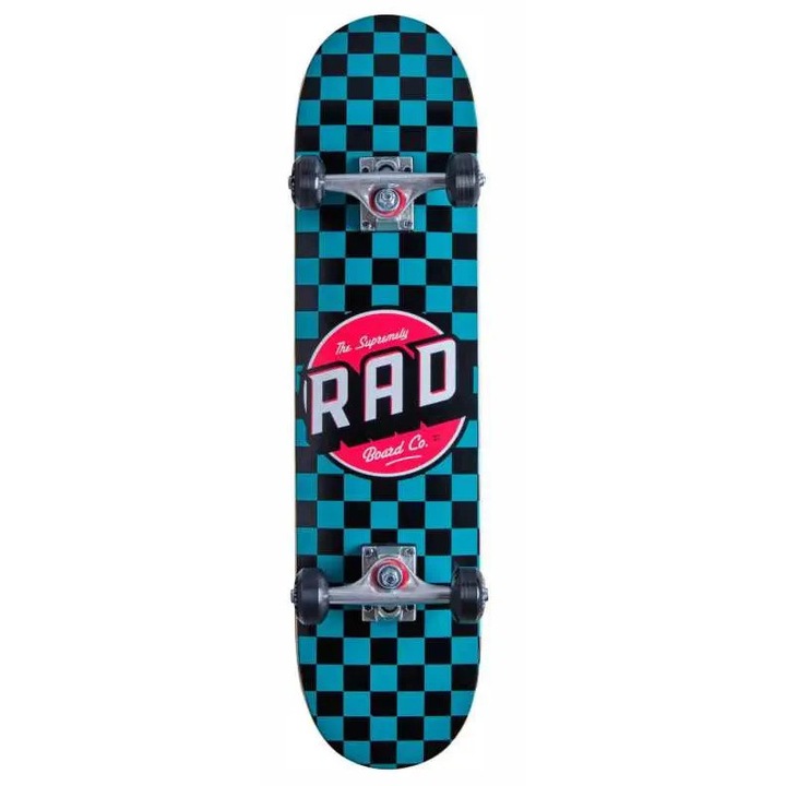 Deskorolca completa RAD Checkers, 7.25", 30"x7.25", teal, pentru incepatori