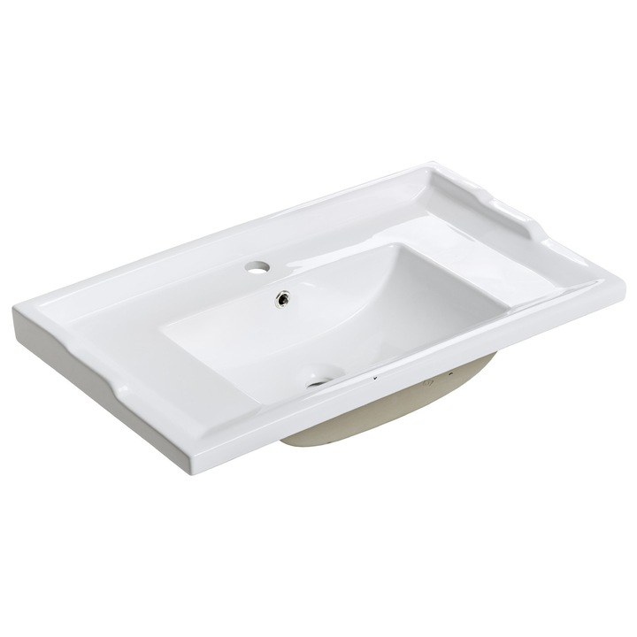 Lavoar meblowy Comad 80cm, ceramica, alb lucios, 81x46x20cm