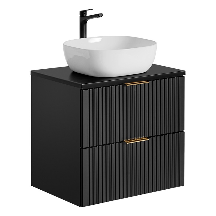 Set mobilier baie Adel Black, 60x46cm, cu lavoar