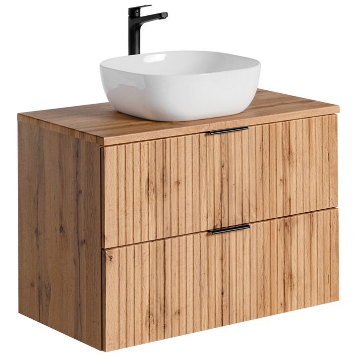 Mobilier baie, 80cm, Comad Adel Oak, 80x46cm cu lavoar