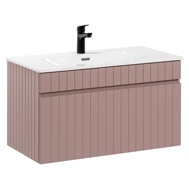 Set mobilier baie Comad, 80cm, Antica Roz, cu lavoar