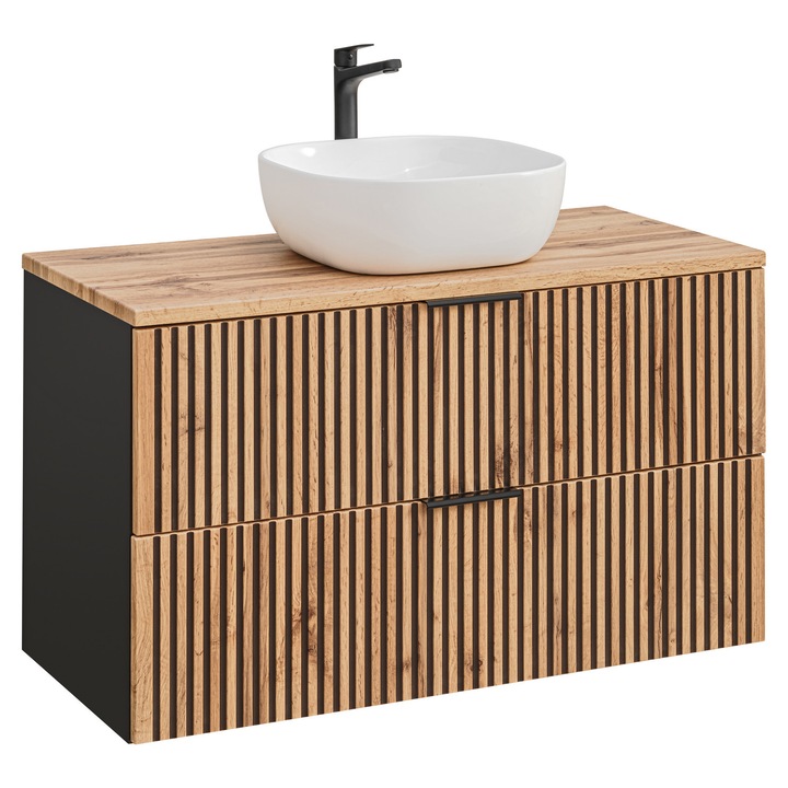 Set mobilier baie Comad, 100cm, cu umywalka nablatowa, din colectia Xilo