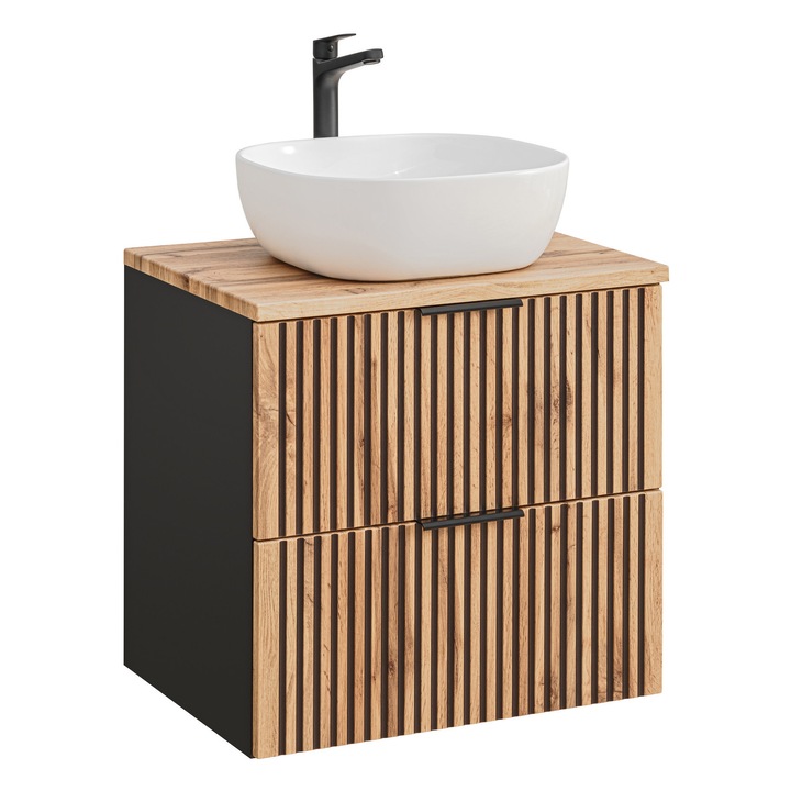 Set mobilier baie 60cm, Xilo, cu umywalka nablatowa, 2 ani garantie