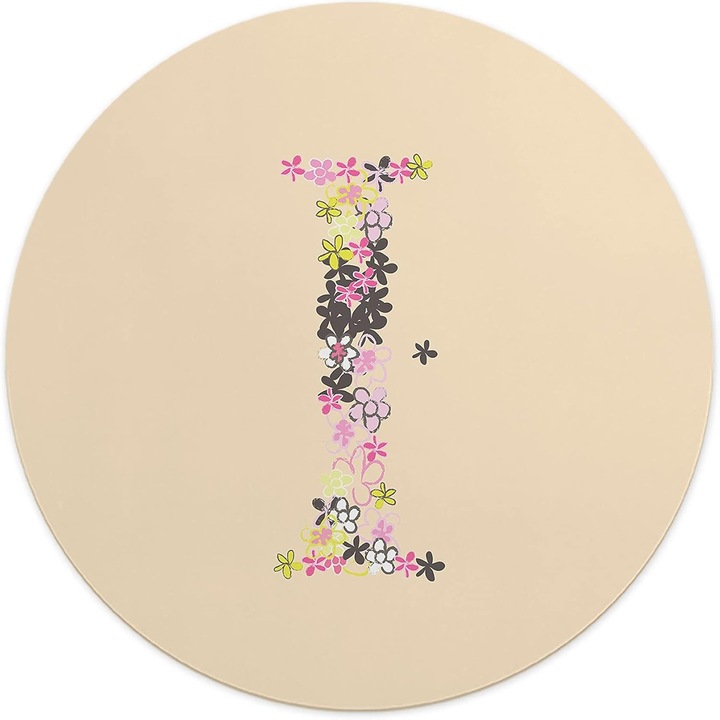Mousepad Rotund 22 cm – Eleganta si Personalitate cu Design Floral Litera „I”