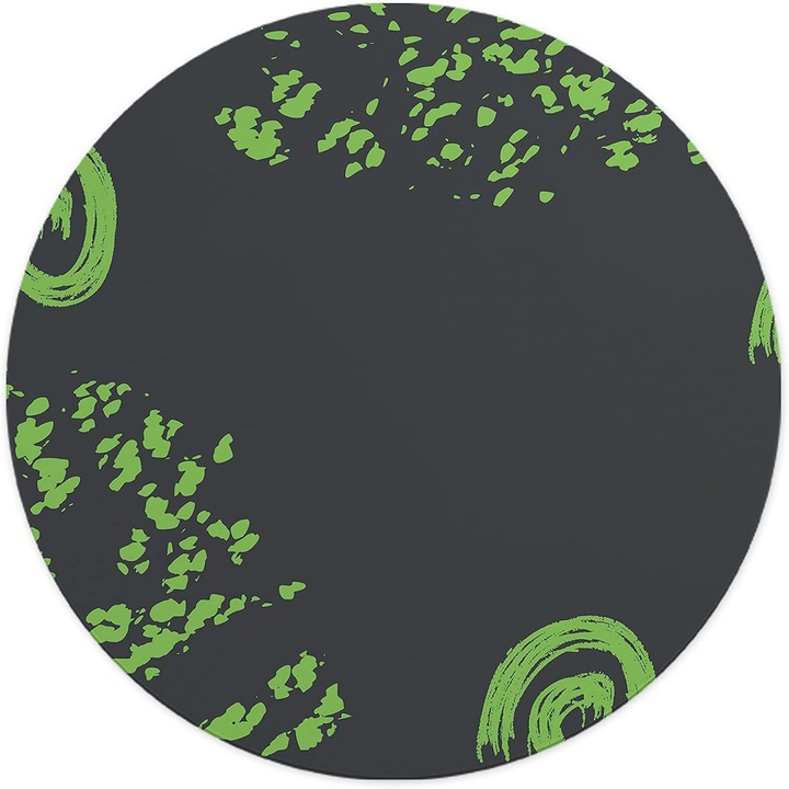 Mousepad Rotund 22 cm – Stil Urban si Contrast Electric cu Design Abstract Verde Lime