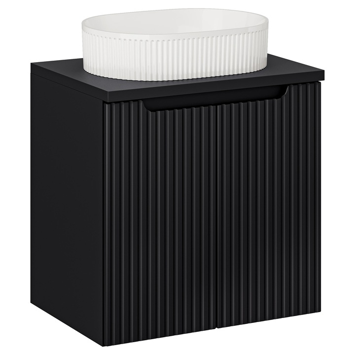 Mobilier de baie, Comad Nova Black, 60x40cm, cu blat si lavoar