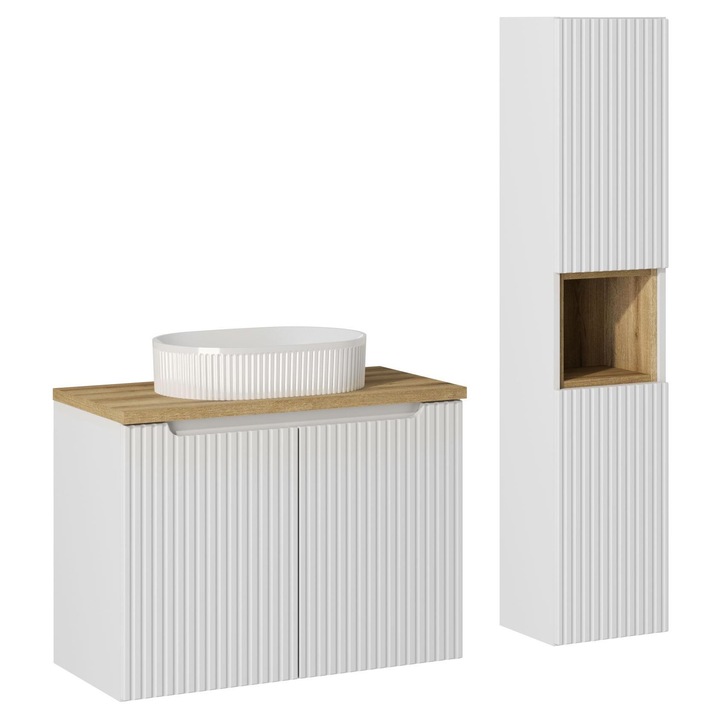Set mobilier baie Nova White, 80cm, Comad