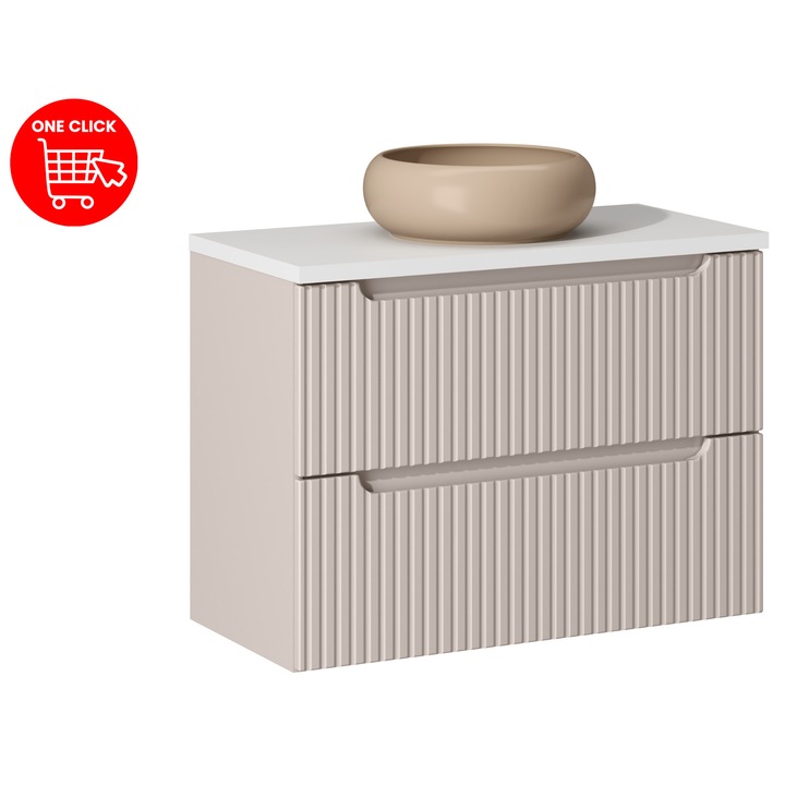 Set mobilier baie, Nova Cashmere, 80x40cm, cu blat si umywalka nablatowa