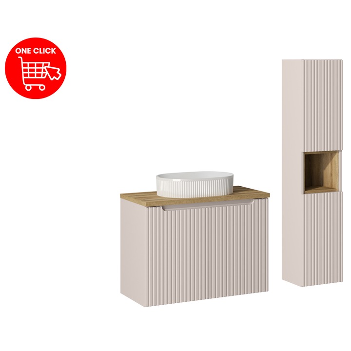 Set mobilier baie Comad, 80x40cm, umywalka nablatowa, din colectia Nova Cashmere