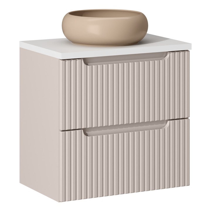 Dulap baie Nova Cashmere, 60x40cm, cu blat si lavoar Comad