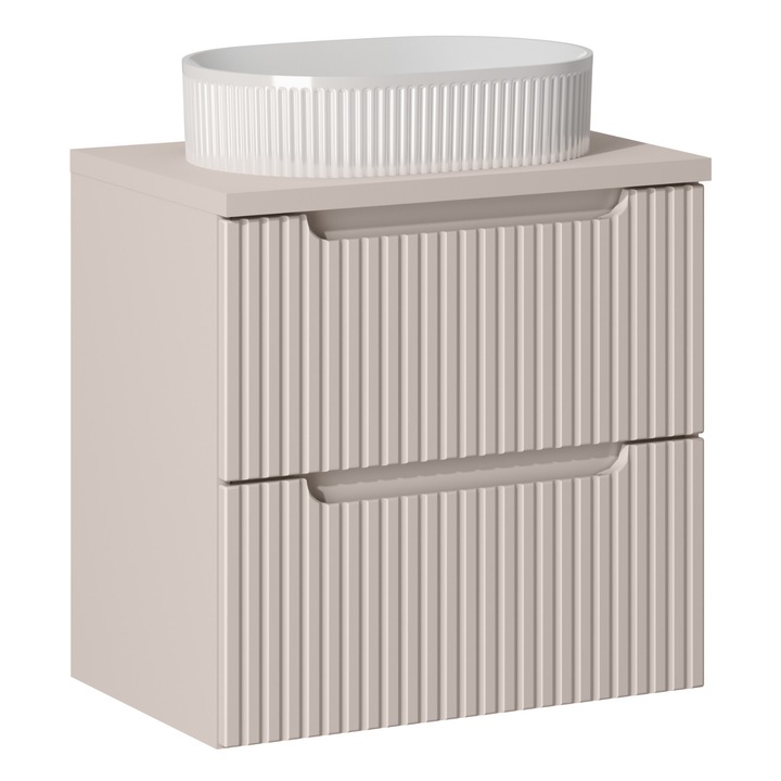 Set mobilier baie 60cm, Nova Cashmere, cu blat si lavoar, Comad