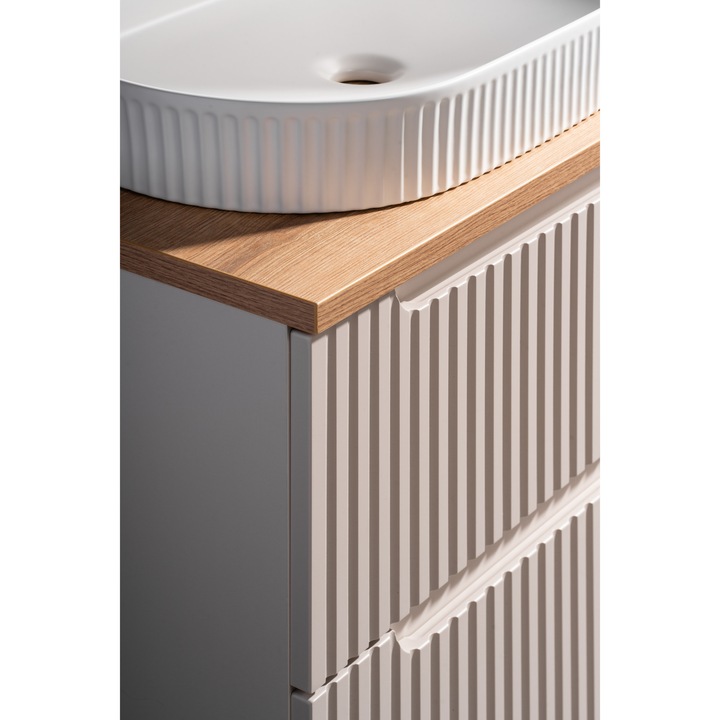 Sifonier baie 80cm, Nova Cashmere, 2 suflade, color Kaszmirowy Mat, 80x39x57cm