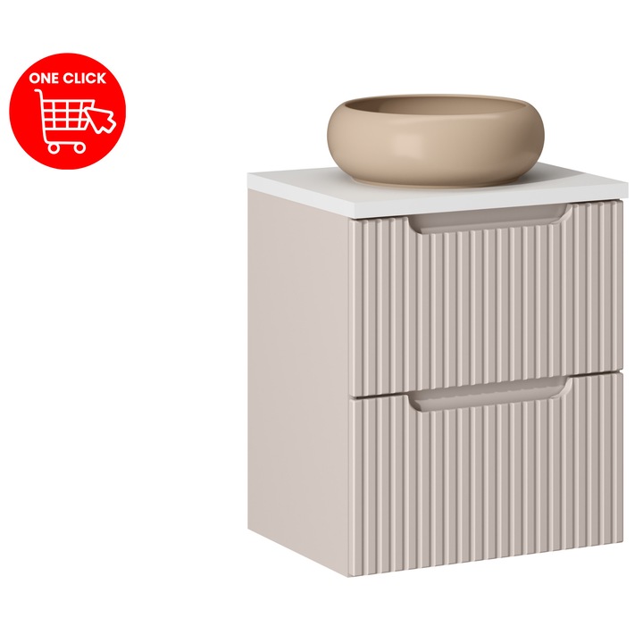 Set mobilier baie Nova Cashmere, 50x40cm, cu blat si umywalka nablatowa