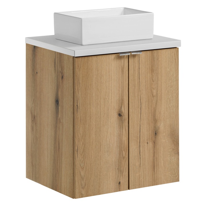 Set mobilier baie, Gaja, 50x40cm, cu blat si umywalka, colectia Nova Oak