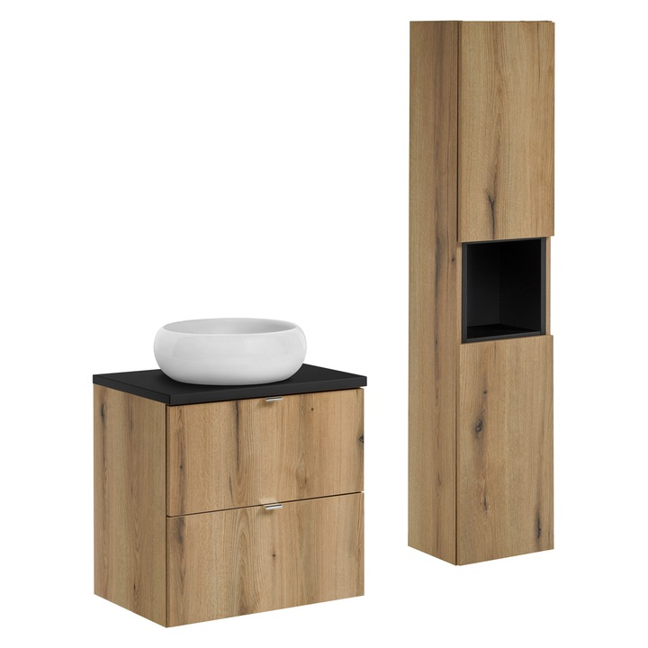 Set mobilier baie Comad Nova Oak, 60x40cm