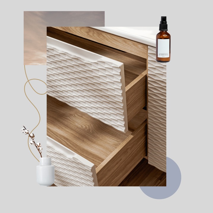 Set mobilier baie 60cm, Ocean Beige, cu umywalka, 60x46cm