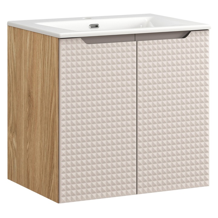 Set mobilier baie Luxor Beige, 60x46cm, cu umywalka meblowa