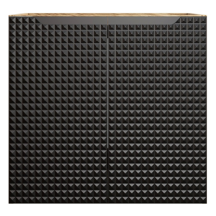 Mobilier de baie, Comad Luxor Black, 60x46x57cm, 2 usi, Negru Mat