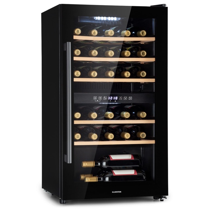 Klarstein, Barossa 29 Duo, Frigider Pentru Vin, 29 Sticle, 80 Litri, 2 Zone, Buton De Control