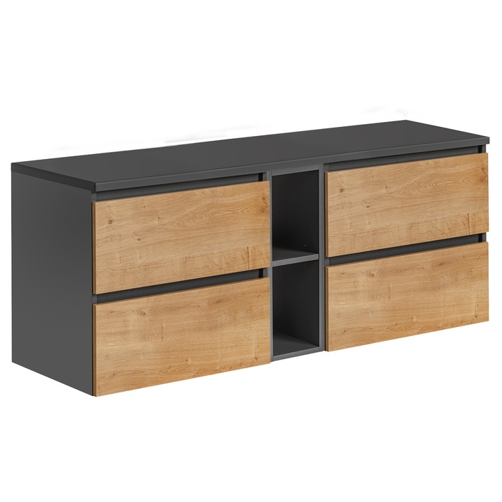 Set mobilier baie Monako Grey Oak, 140x46cm