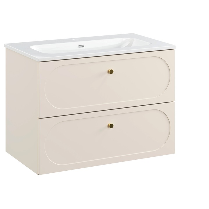 Set mobilier baie Comad, 80x46cm, cu umywalka, colectia Donna Sand