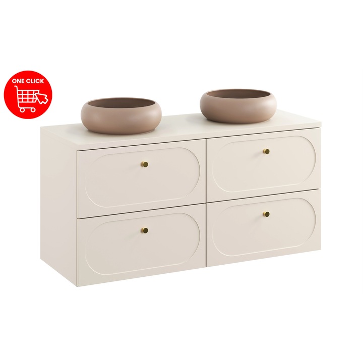 Set mobilier baie Comad, 120x46cm, 2 chiuvete, colectia Donna Sand