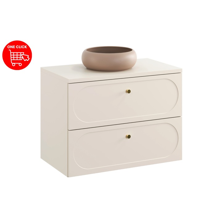 Set mobilier baie Comad, 80x46cm, cu blat si umywalka nablatowa, colectia Donna Sand