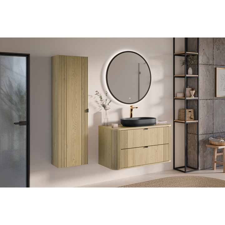 Set mobilier baie Ovalia Cremona, 100x46cm, cu blatul si umywalka nablatowa